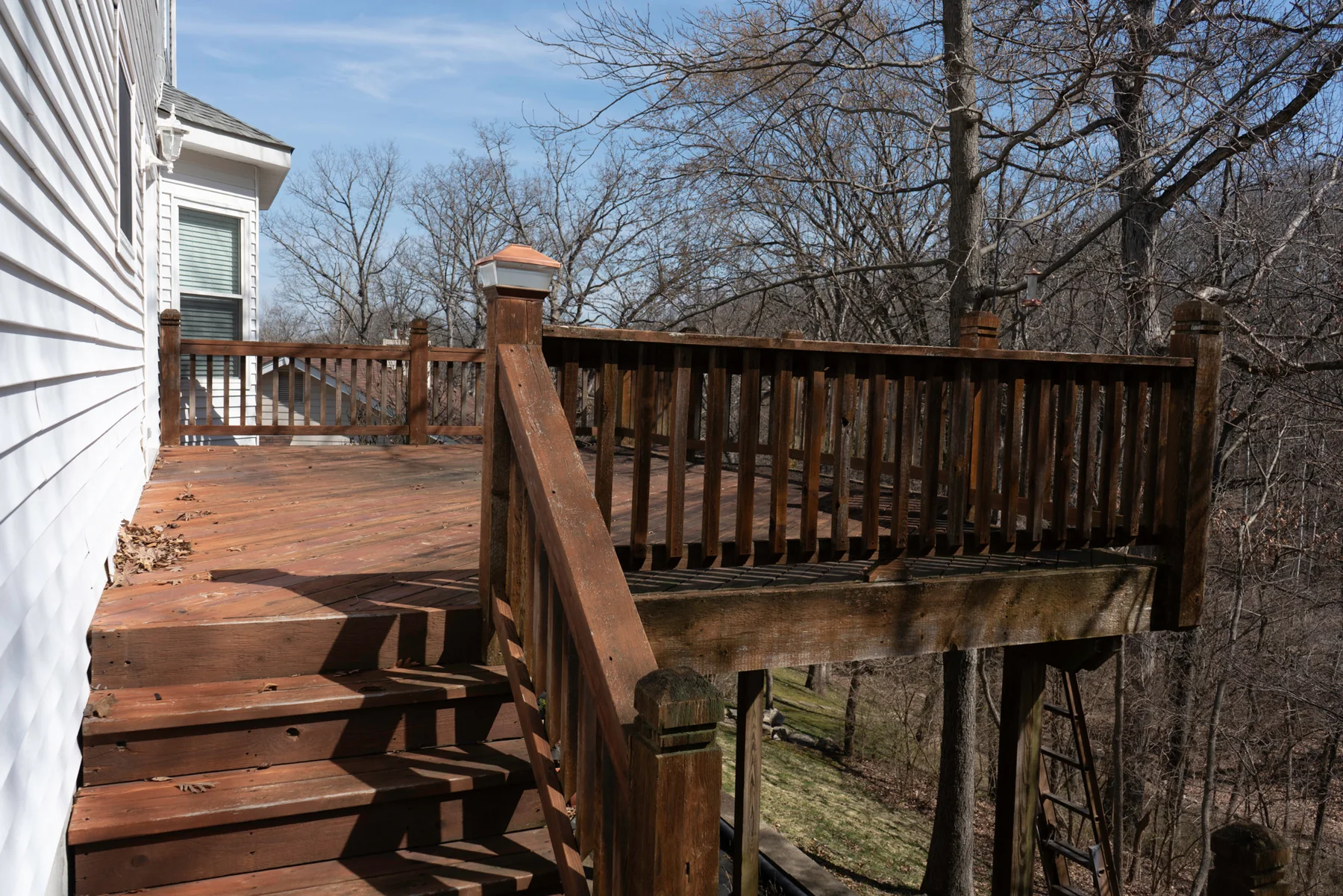 Weathered deck before restoration