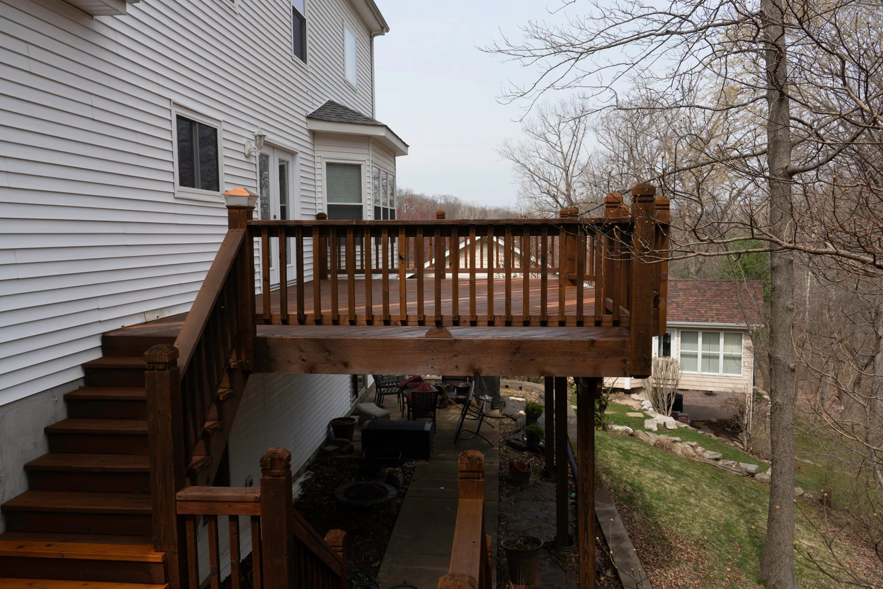 Restored wood deck
