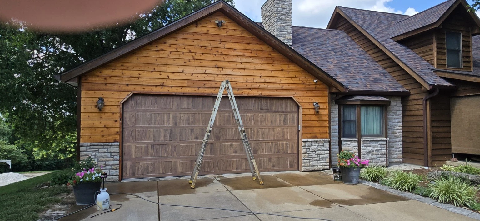 Cedar garage after washing